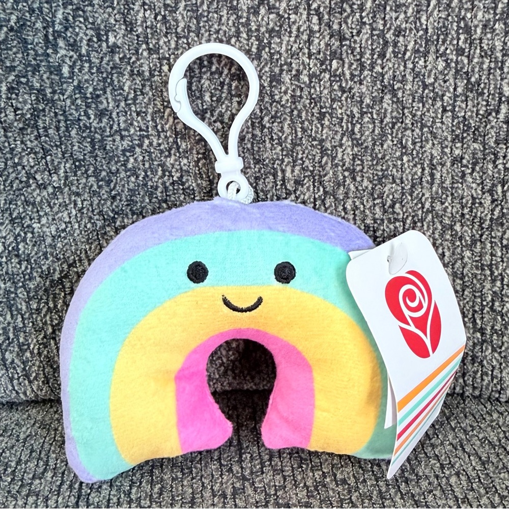 American Greetings Rainbow  Plush Keychain Clip